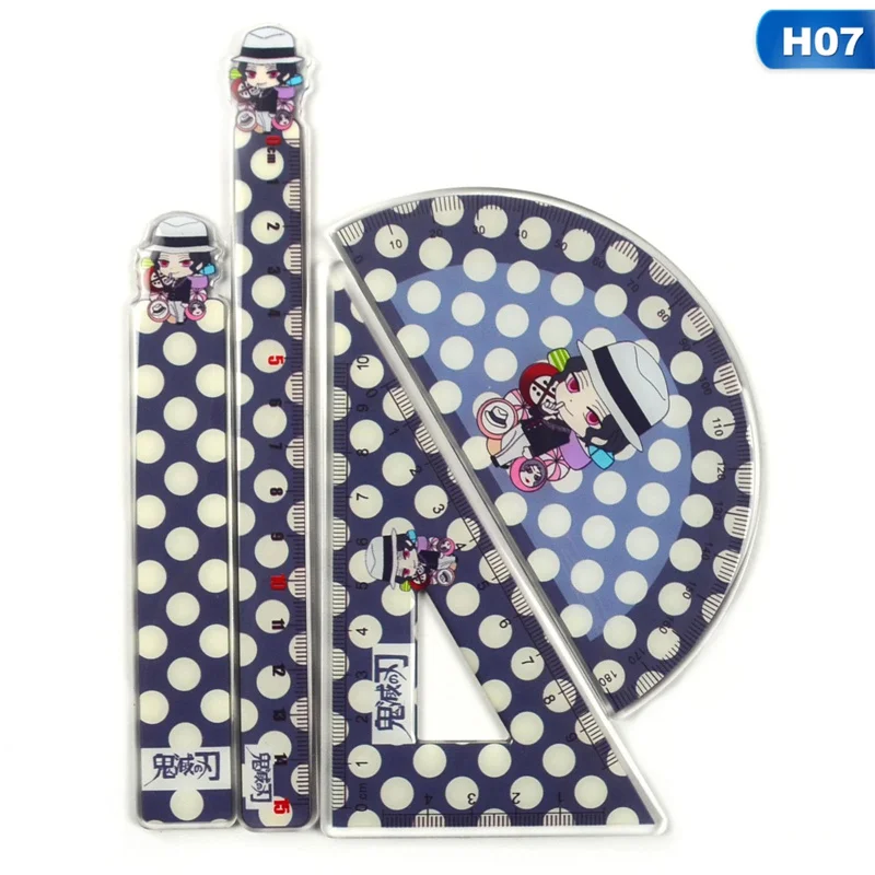 

4Pcs/Set Anime Demon Slayer: Kimetsu No Yaiba Cosplay Drawing Measurement Geometry Triangle Ruler Straightedge Protractor
