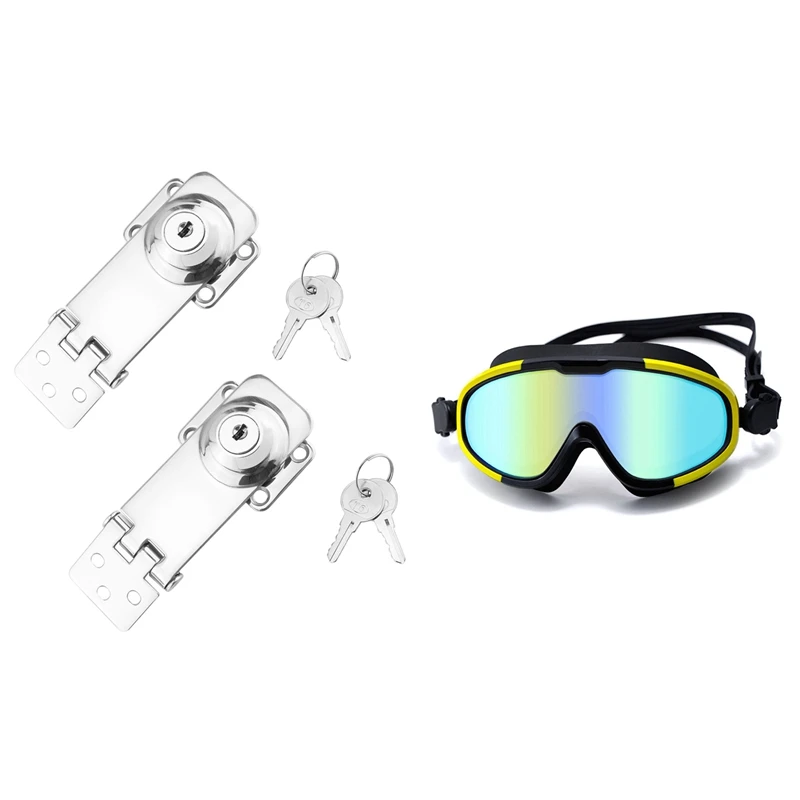 

2PCS Marine Boat SS 304 Locking Hasp Safety Lock with Anti-Fog Swimsuit Glasses Swimming Diving Glasses
