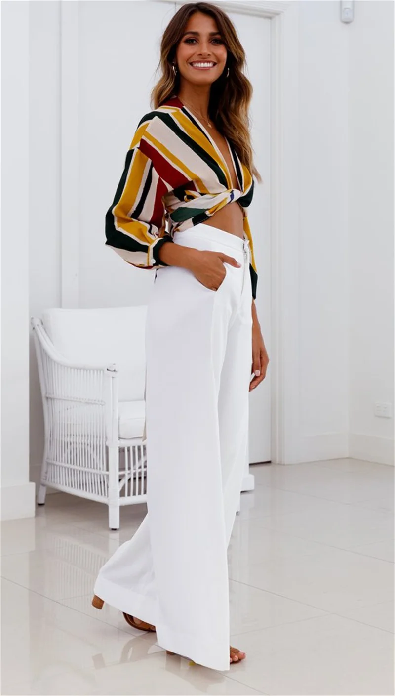 

Pants Women White Casual High Waist Wide Leg Pant Y2K Trousers Flared Sexy Loose Elegant Broek Pantalones Chandal Mujer Anchos