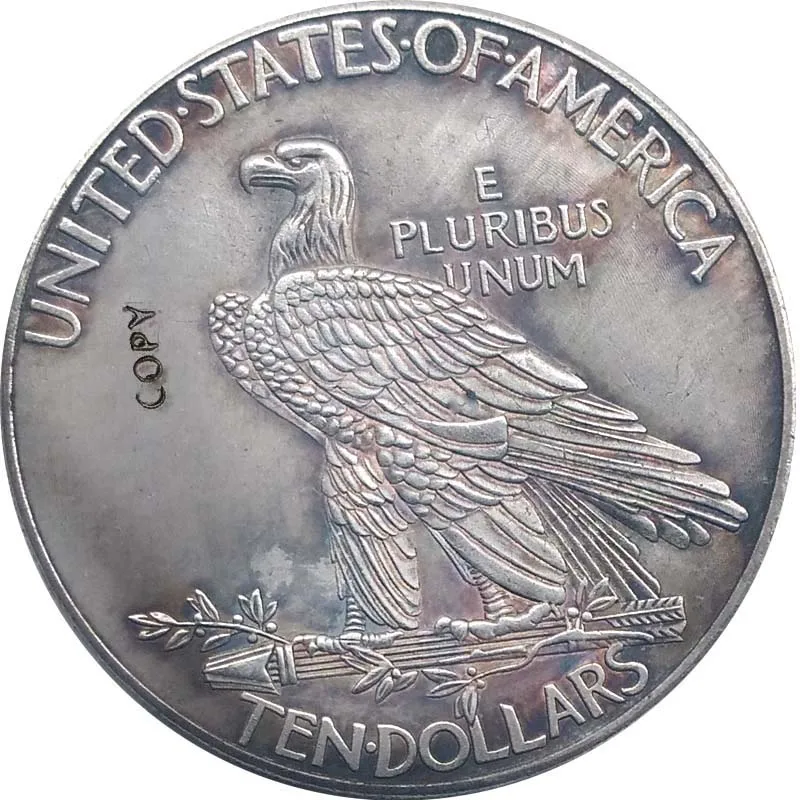 1907 США 10 долларов индийская Голова Орел латунь копия монеты|Безвалютные монеты| |