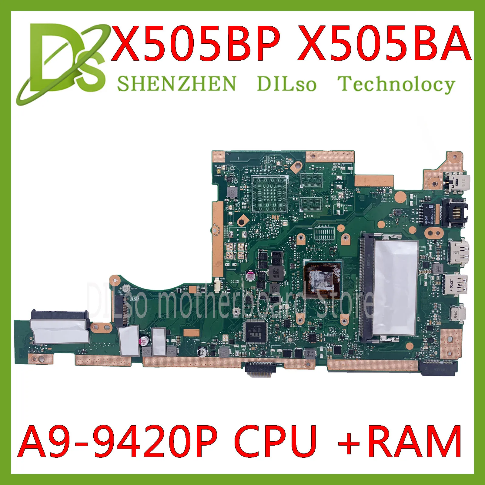 

KEFU X505BA Материнская плата ASUS X505BP X505B Материнская плата ноутбука A9-9420P Процессор бортовой Оперативная память тест 100% Оригинальная работа