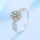 100% муассанит обручальное кольцо с родиевым покрытием S925 серебро бриллиант гало обручальные кольца Свадебные ювелирные изделия для женщин