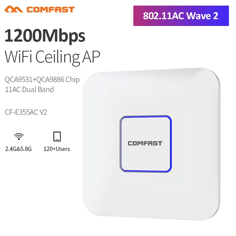 COMFAST CF-E355AC-V2 двухдиапазонный 2 4 + 5 ГГц Беспроводной потолочный AP 1200 м Wifi точка