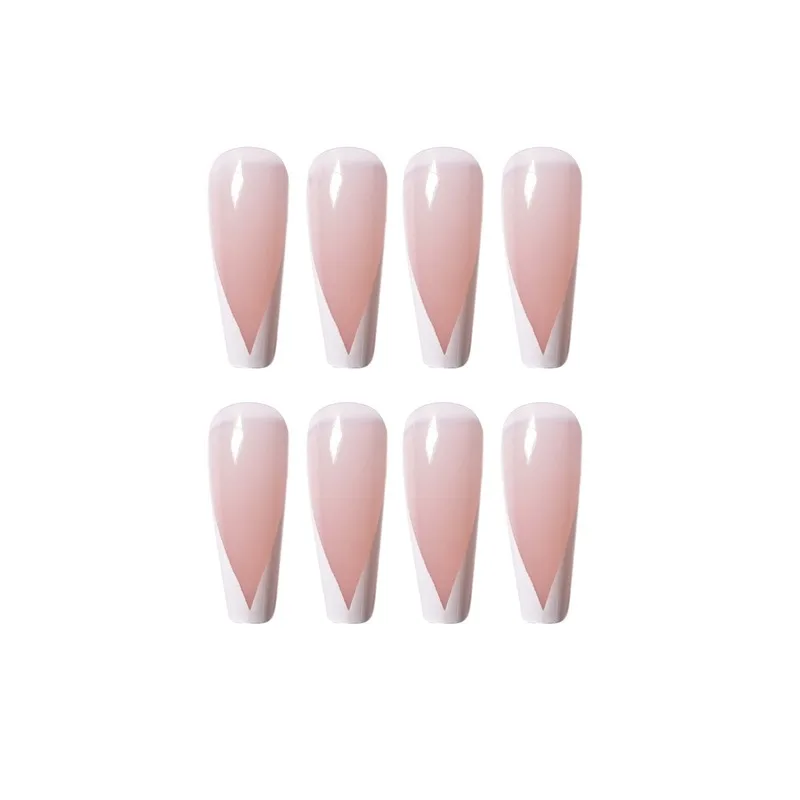 

Long ballet white French wearable manicure finished product fake Nail Manicure patch nail patch waterproof removable nail piece