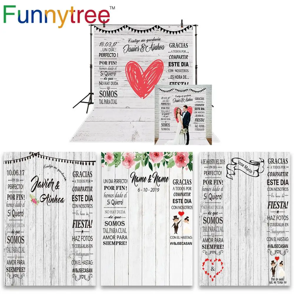 Funnytree photography wood wallpaper backdrop wedding decor Bridal photocall boda custom photo background photophone photozone