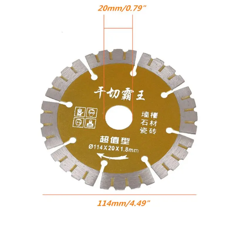 

1pc 114mm Diamond Saw Blade Dry Cutting Disc for Marble Tile Concrete Quartz Stone