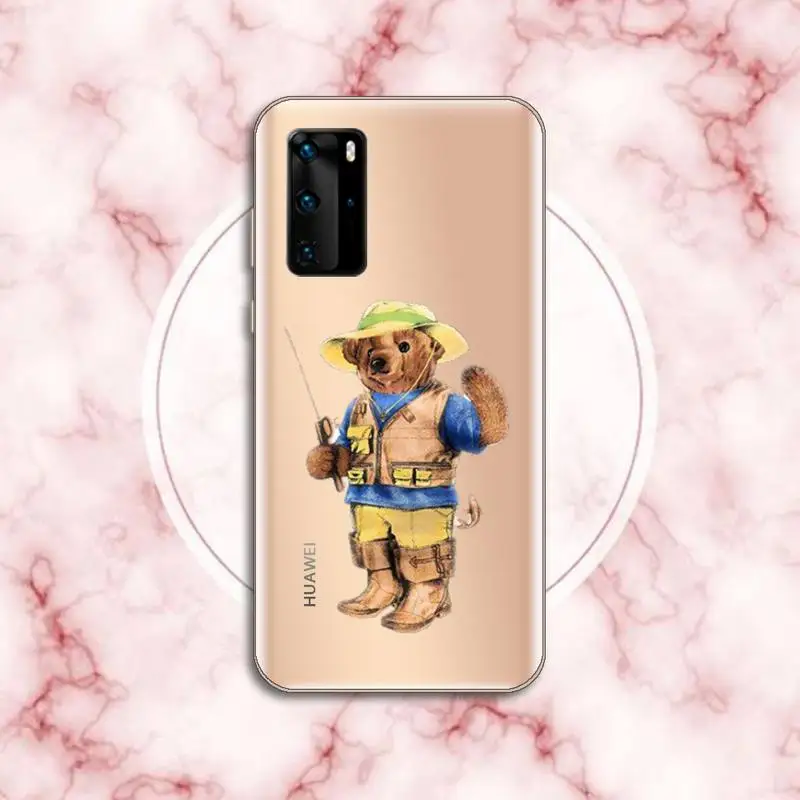 

Cute fashion Bear Phone Case Transparent for Huawei P honor 8 10i 20 30 40 smart 2019