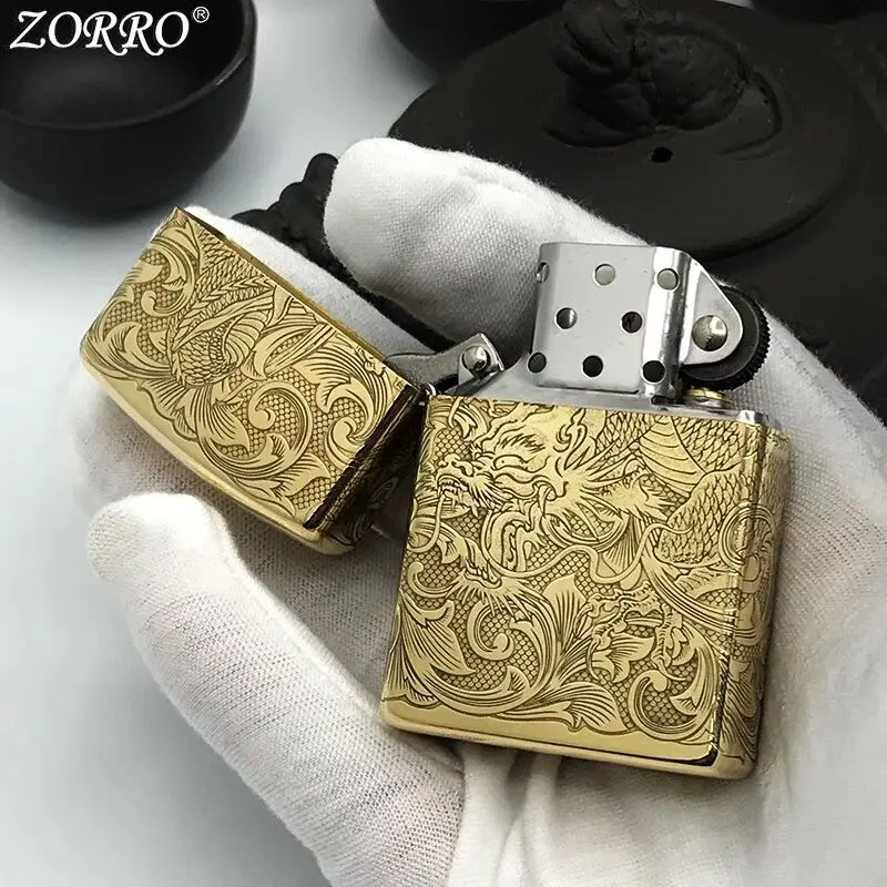 Бензиновая Зажигалка Zorro из чистой меди латуни керосиновая зажигалка тонкая