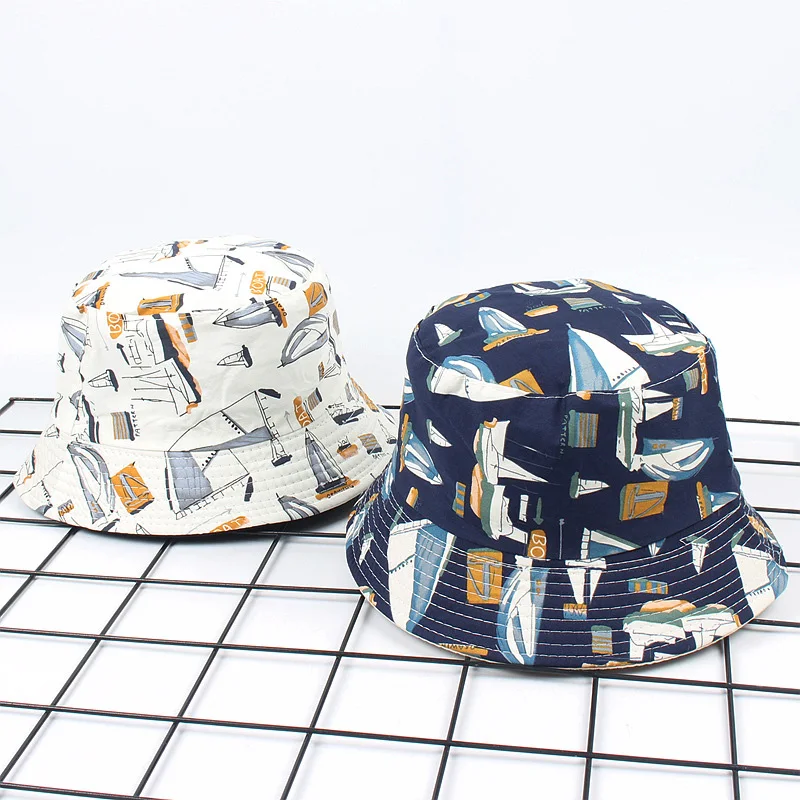 Двухсторонняя белая темно-синяя Парусная шляпа в рыбацком стиле женская панама