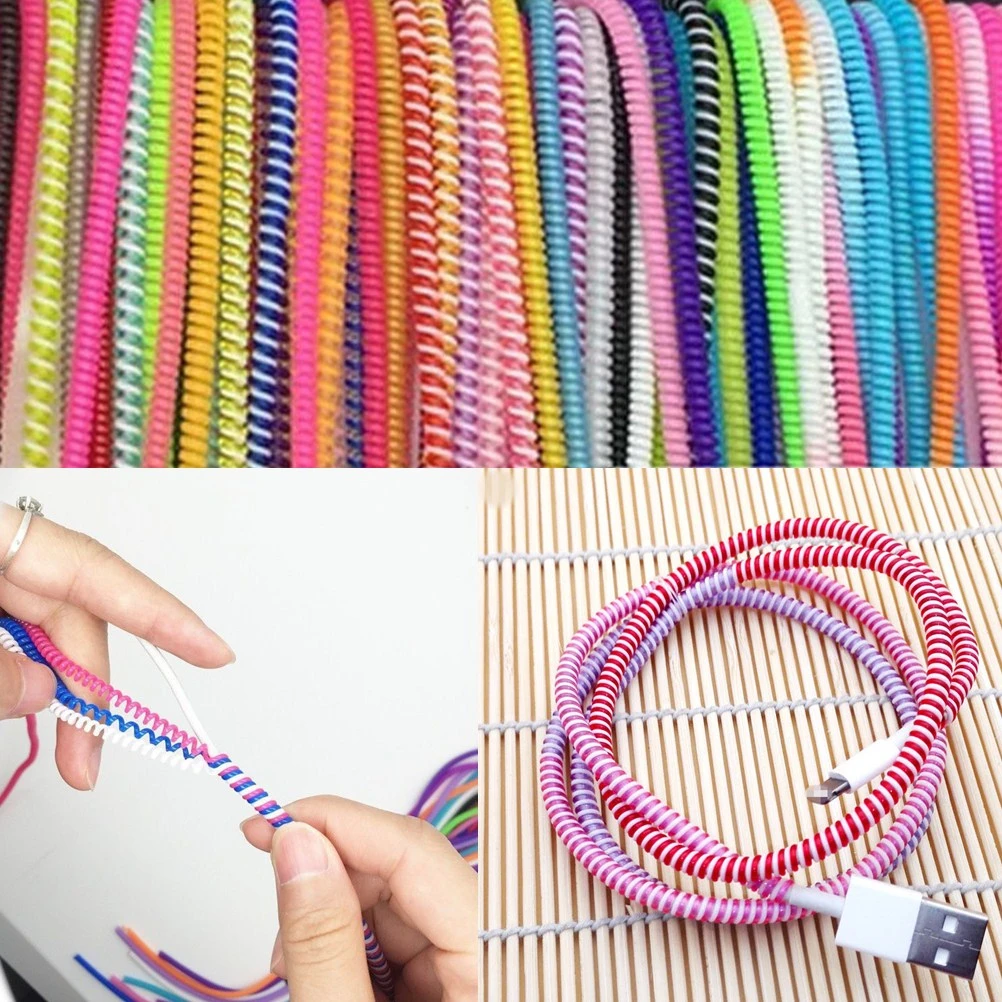 

60cm Phone Wire Cord Rope Protector USB Charging Cable Bobbin Winder Data Line Earphone Cover Suit Spring Sleeve Twine