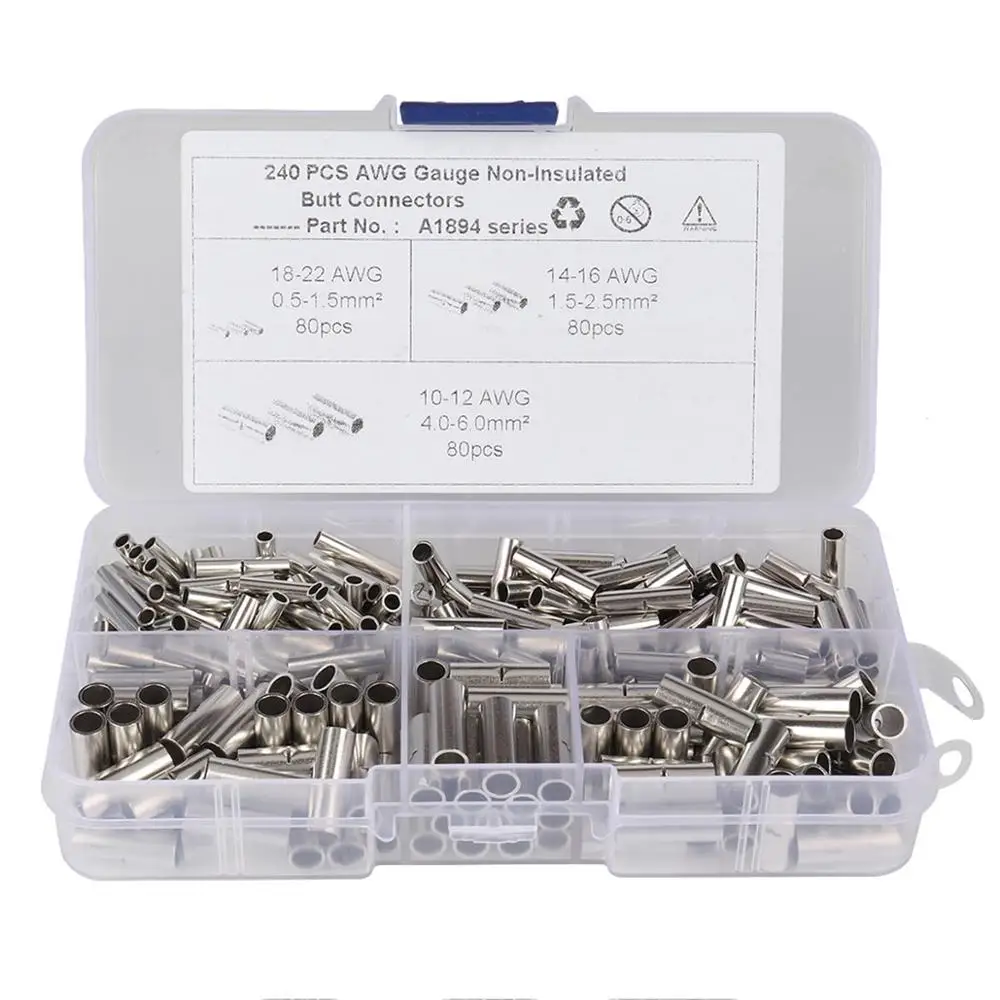 1 Sets 240 шт. 18-22 14-16 10-12 AWG Калибр не для обжима и изоляции разъемов неизолированный провод наконечник кабель обжимной набор клемм для автомобиля Корабль - Цвет: 1 Sets