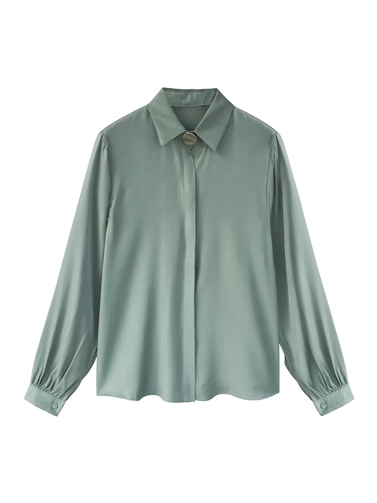 

Spring and Summer Long-sleeved Blouse Plus Size Top New Fashion Casual Lapel Button Loose Korean Regular Shirt