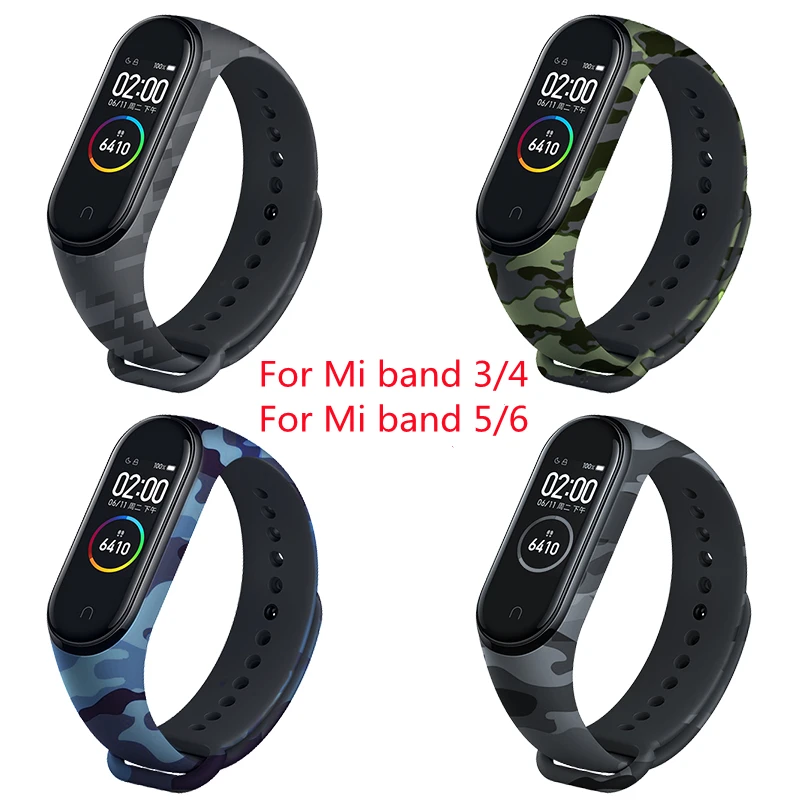 

For Mi Band 5 4 3 Strap Silicone Xiaomi Replacement Bracelet Watch Band Pulseira Smart Sports Fitness Wrist Belt Camouflage