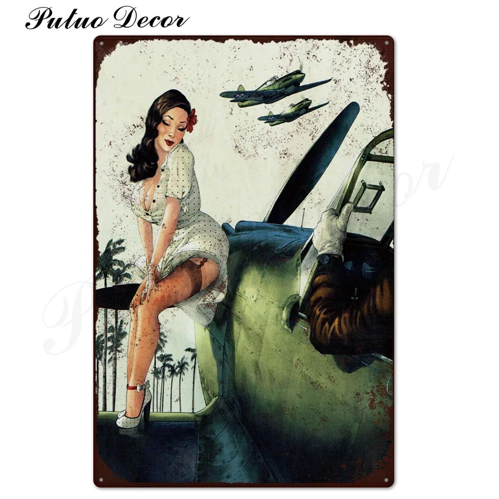 TH3457 Pin Up Girl Оловянная табличка металлическая винтажная Сексуальная металлическая вывеска Настенный декор для бара паба клуба человек пещера значки в стиле ретро металлическая живопись - Цвет: TH3457
