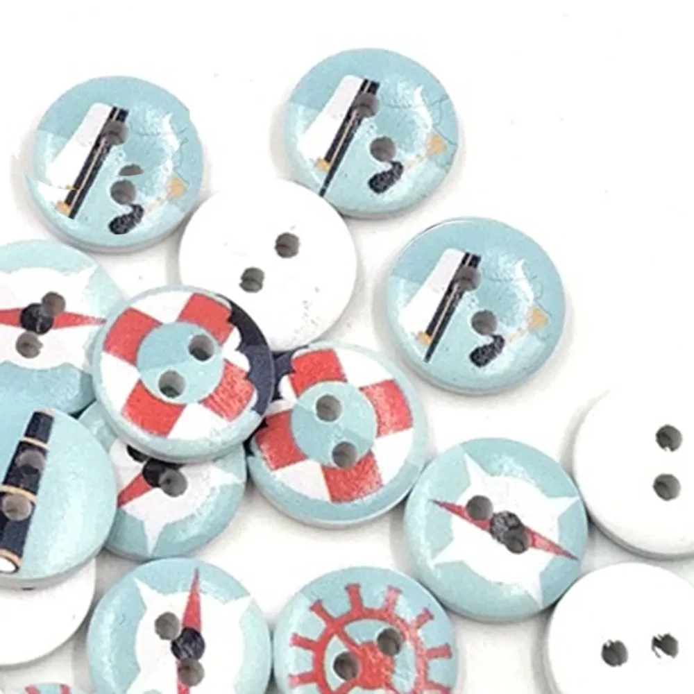 100 шт деревянные пуговицы сделай сам темно синий стиль средиземноморская серия