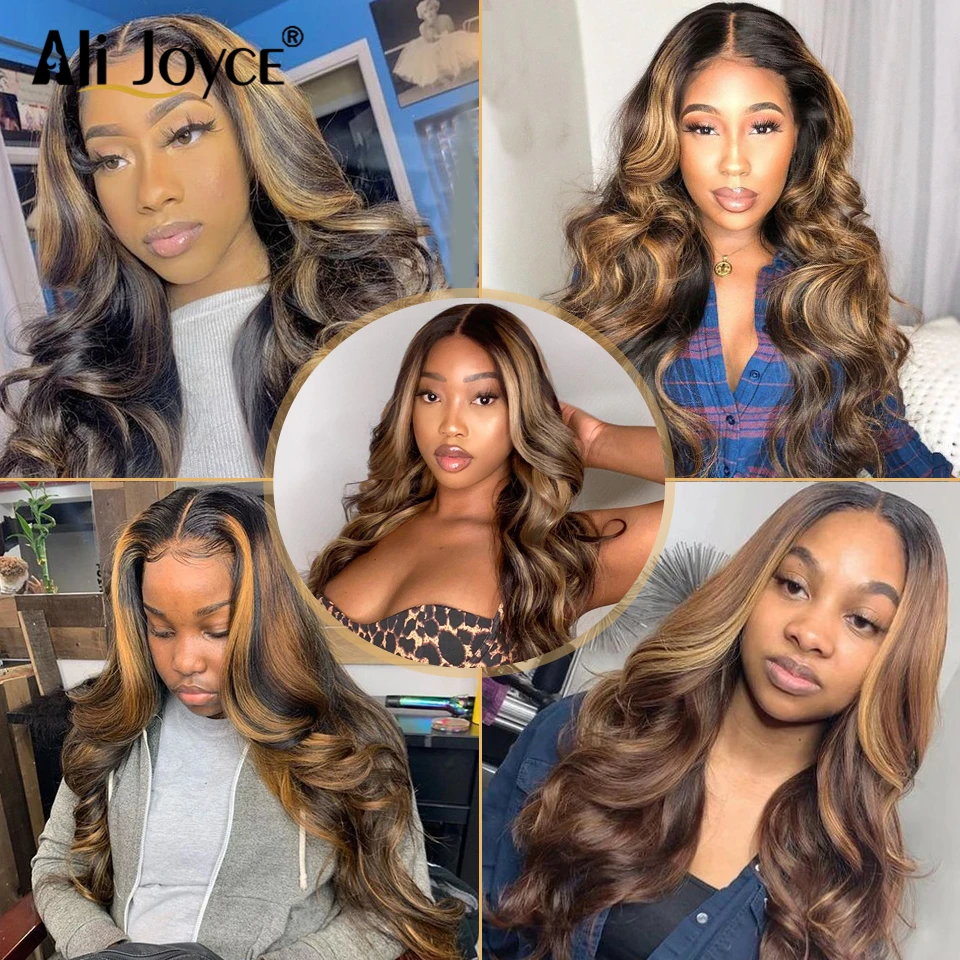 

Highlight Body Wave 13x4 Lace Front Wig For Black Women 4X4 Lace Closure Wig Honey Blond Brazilian Human Hair Wigs Swiss Lace