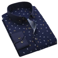men shirt long sleeve floral printed plaid fashion pocket casual shirts 100 polyester soft comfortable men dress shirt