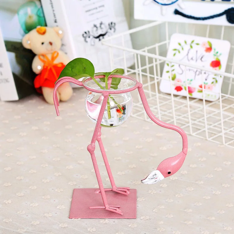 Europe Flamingo Model Water Planting Flower Home Figurines Miniatures Ornaments Furnishing Crafts Decoration Accessories Gift | Дом и сад