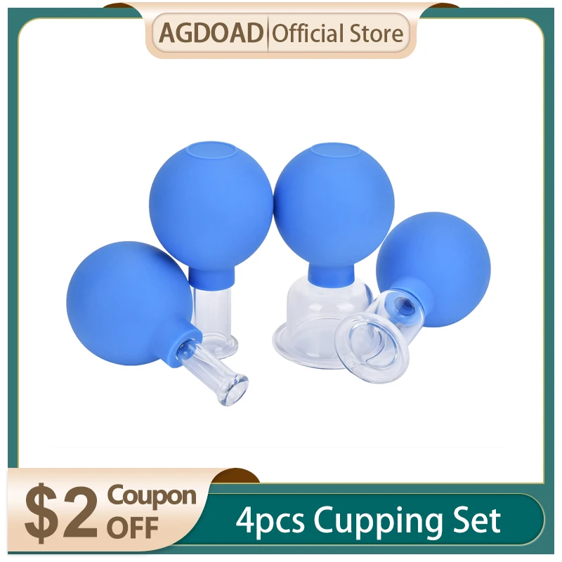 4 шт. Набор вакуумных чашек для китайская терапия резиновая головка стекло