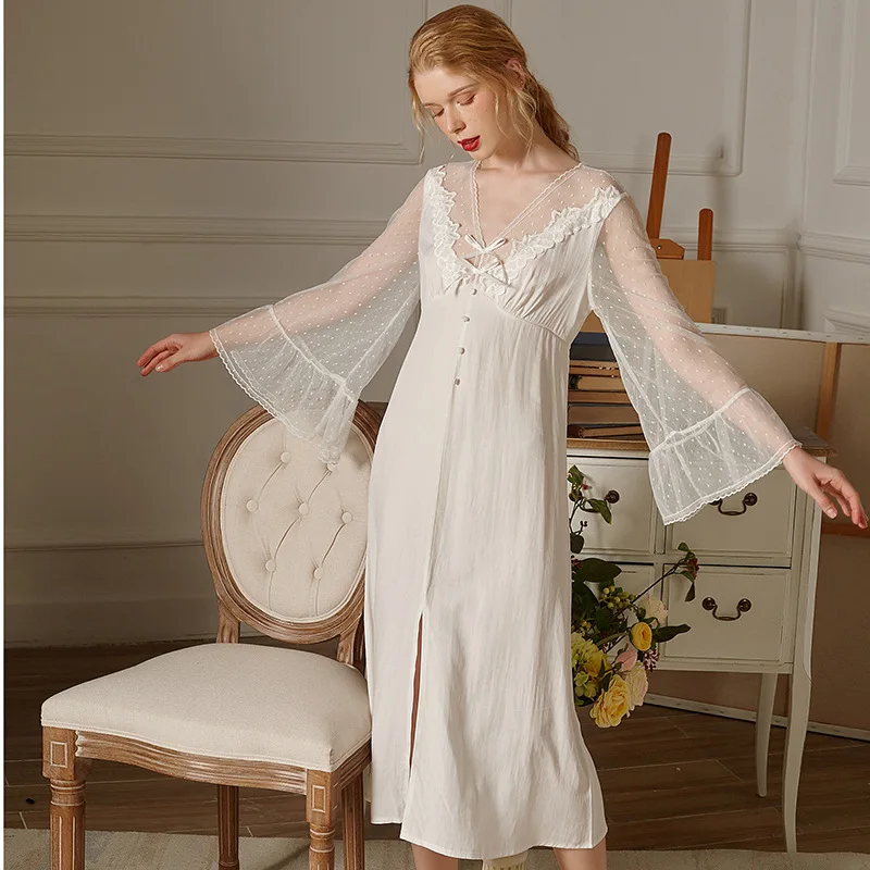 

2021 new summer thin long ladies' nightdress elegant home clothes sexy nightwear