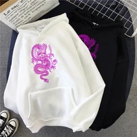 vintage chinese dragon print hoodie harajuku streetwear womens hooded sweatshirt fashion overisze casual hip hop womens hoodie