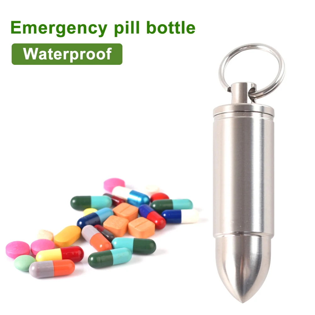 

Портативная титановая мини-бутылка для таблеток с брелоком водонепроницаемый держатель для таблеток Коробка органайзер чехол для хранени...