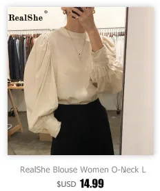 RealShe, модная женская летняя рубашка, v-образный вырез, длинный рукав, женские блузки, рубашки, женские элегантные повседневные топы, блузы