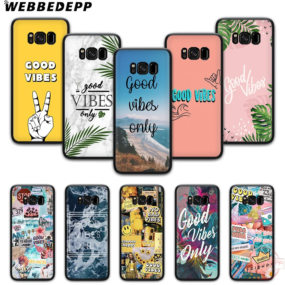 WEBBEDEPP Good Vibes мягкий чехол для телефона с изображением цветов Samsung S6 S7 край S8 S9 S10