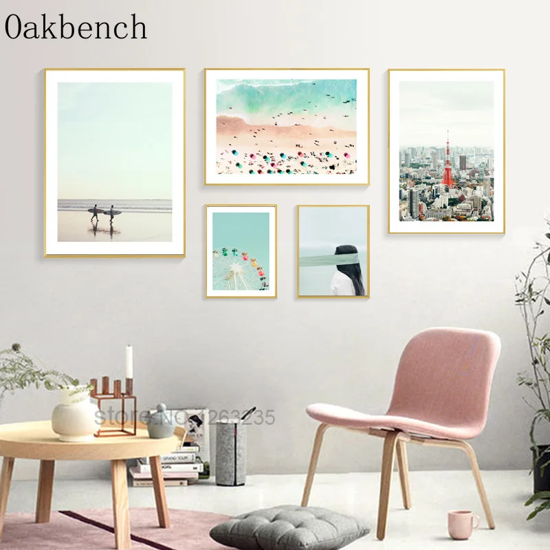 Парижские пейзажи скандинавский постер для серфинга куадроса настенные картины