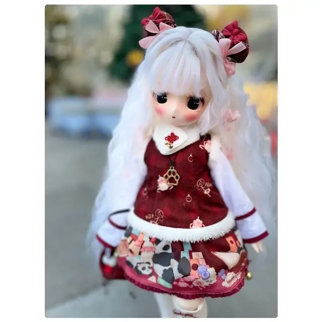 

BJD Doll Clothes Set Suitable for 1-4 size MSD MDD Down Jacket Daily Cute Panda Red Suit Doll Accessories (10 points)