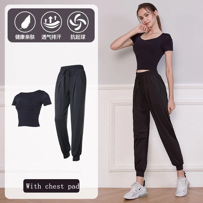 Женский комплект для йоги Vansydical из 2 предметов дышащая футболка с коротким