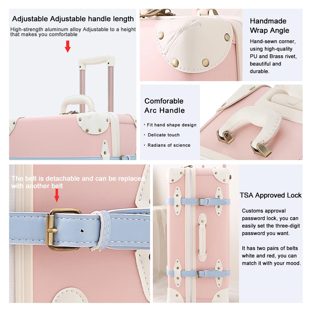 Винтажный чемодан на колесиках Urecity изготовлен из искусственной кожи большой