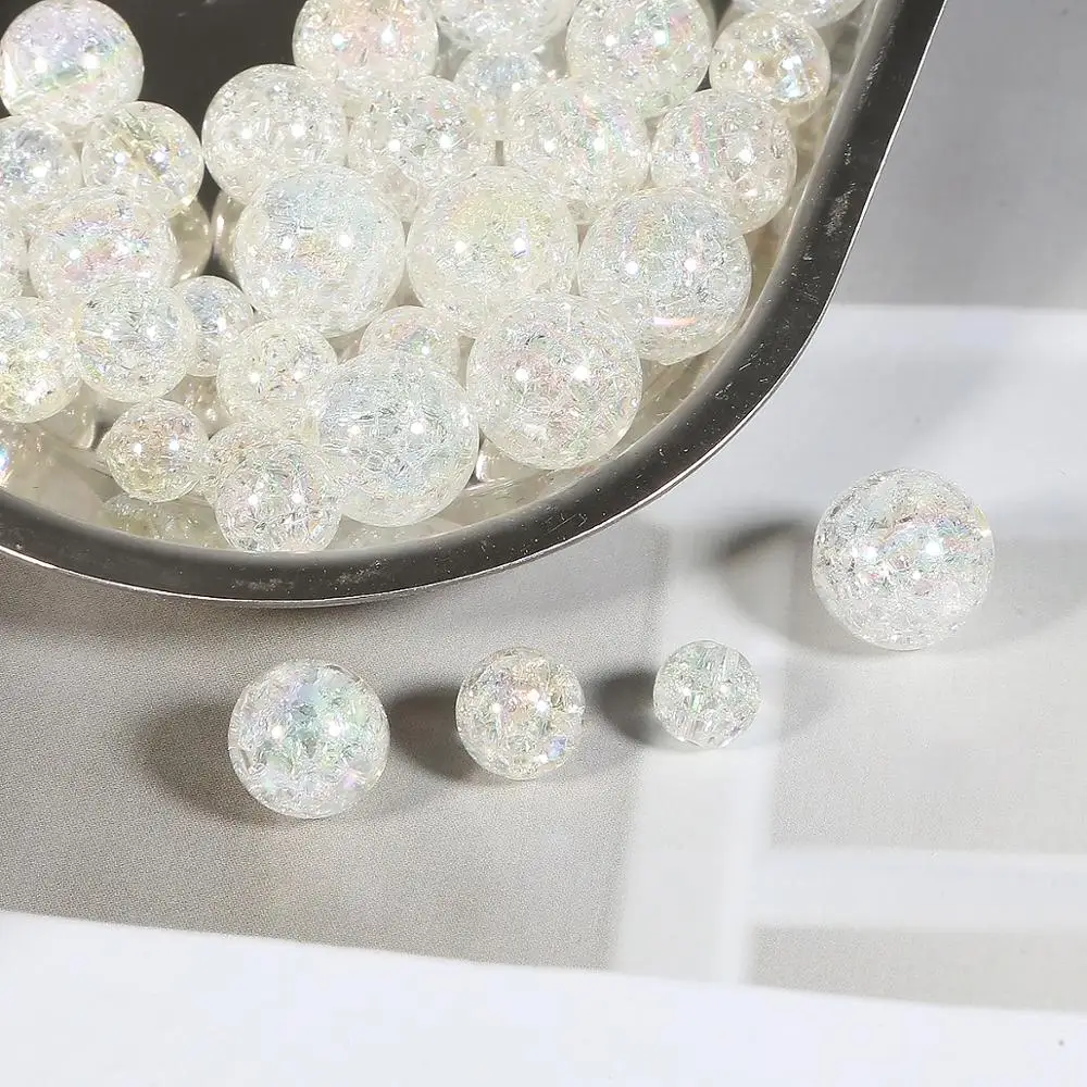 10 шт./лот 8 мм/10 мм/12 мм/14 мм белые/цветные акриловые бусины с трещинами