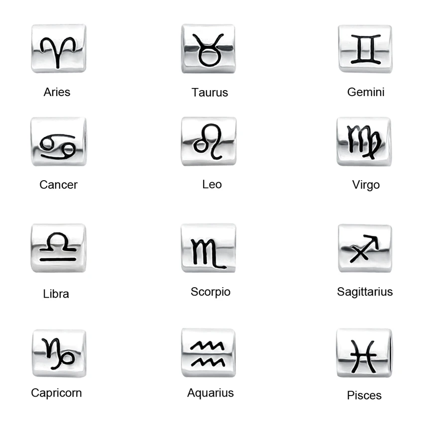 

Senfai Factory Wholesale Zodiac Jewelry Manufacturers Oval Shape Zinc Alloy Zodiac Charm Beads