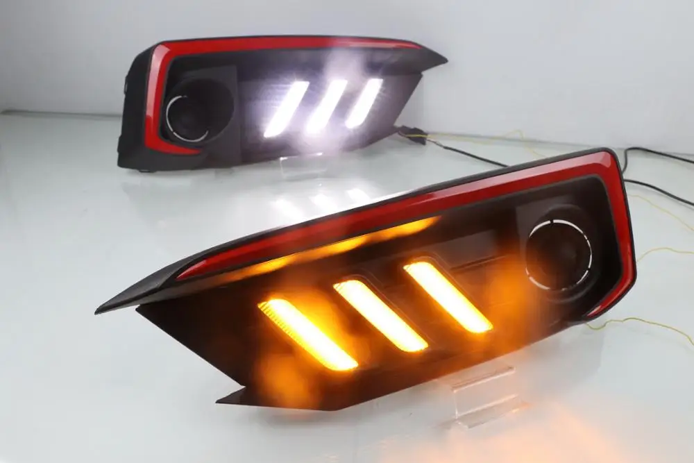 Год для Honda Civic Дневной светильник автомобильные аксессуары светодиодный DRL головной светильник для Civic противотуманный светильник - Цвет: Model1 White yelo