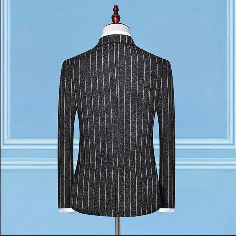 Мужской полосатый костюм из трех частей (Блейзер + брюки жилет) мужские модные