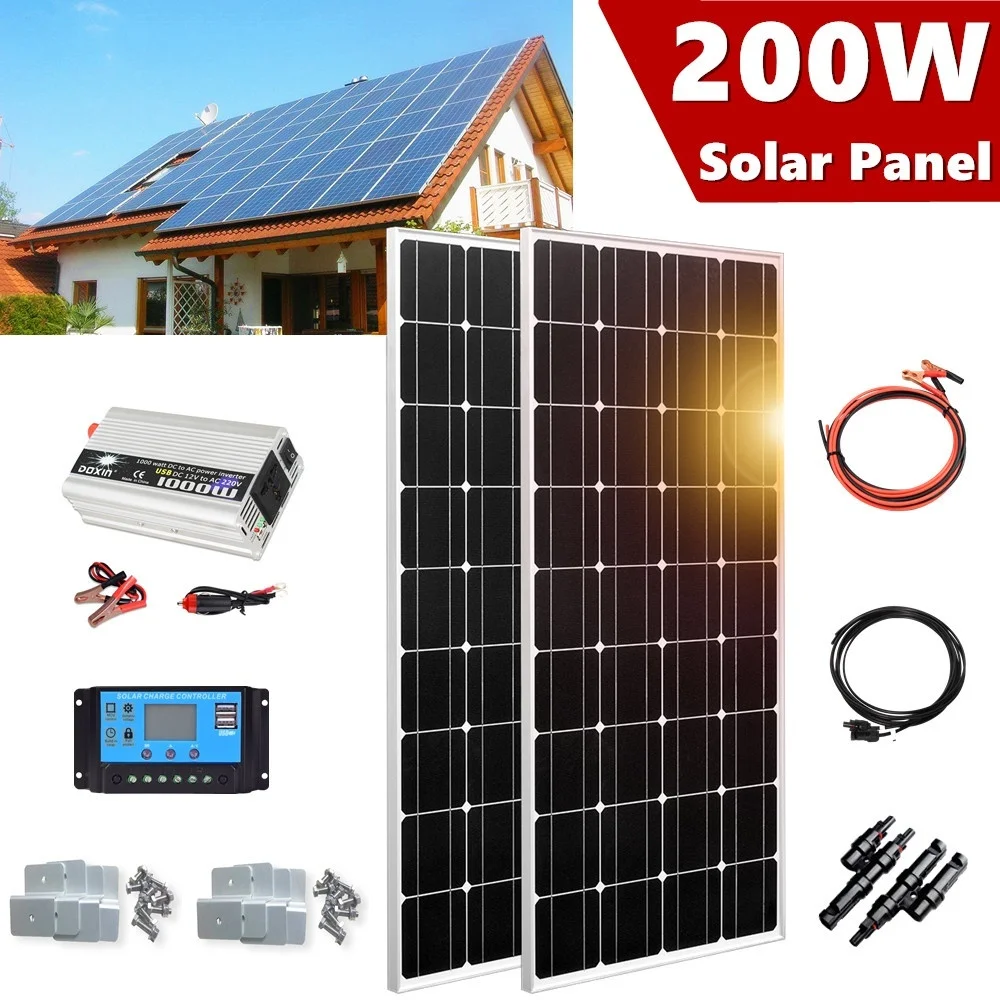 Panel solar de vidrio templado, 2x100w, 200w, módulo de carga de batería, antigranizo pequeño, 25 años de vida útil, alta calidad