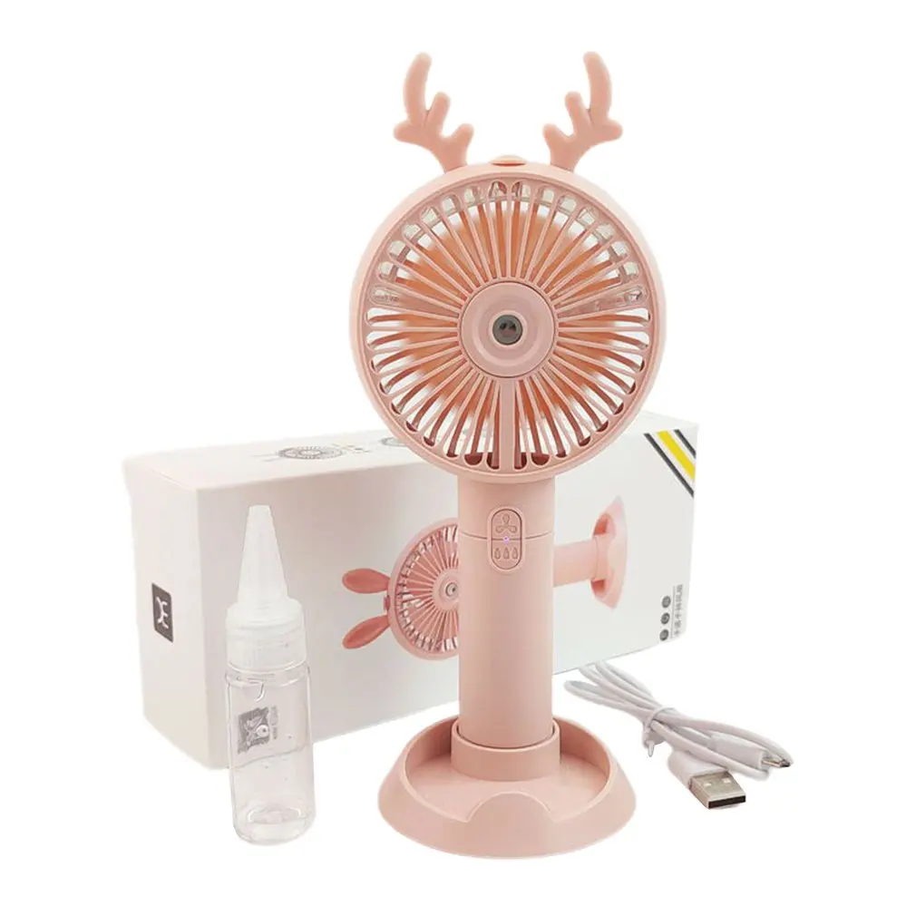 

Fawn Spray Powder Handheld Fan 3 Wind Speed Summer Water Spray Cooling Mini Usb Charging Portable Small Fan