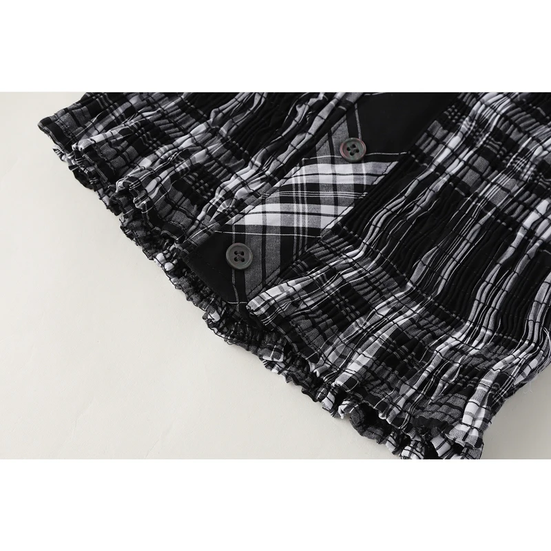 Женские рубашки в клетку осень 2021 Корейская уличная одежда пикантная короткая