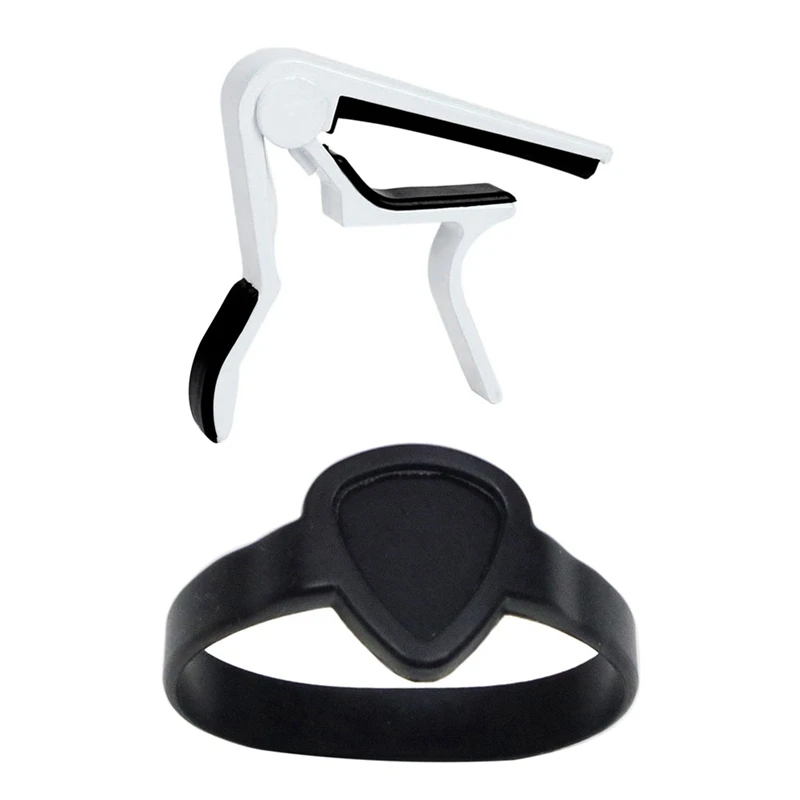 

Guitar Pick Bracelet Portable Sports Hand Wrist Strap Wristband Holder (Black) With Universal Capo Guitar Accessories