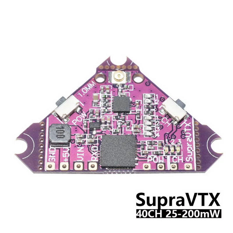 

25X25mm Supra-VTX 5.8G 40CH 25mW 100mW 200mW Adjustable Video Transmitter VTX for FPV Racing Tinywhoop Micro Drones DIY Parts