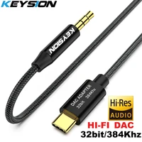 keysion hifi dac earphone amplifier usb type c to aux speaker cable adapter 32bit 384khz hd digital decoder car audio input cord