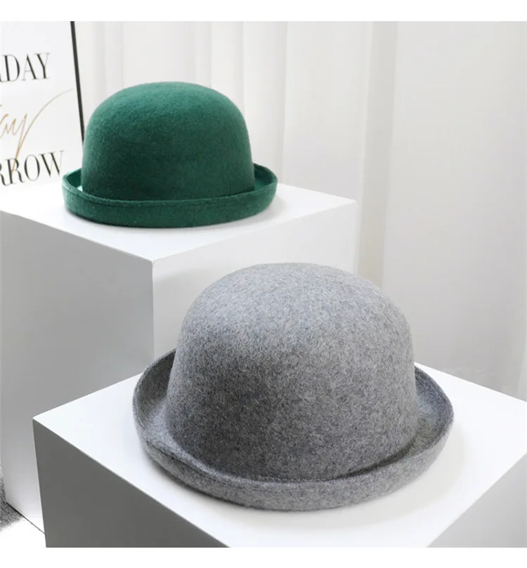 

202107-xiyuan autumn winter warm wool knitting solid Hemming leisure bucket cap men women fishermen hat