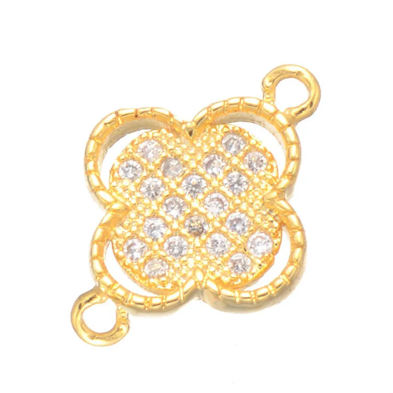 1 шт. медный микро циркон четырехлистный клевер в форме сердца Соединитель для