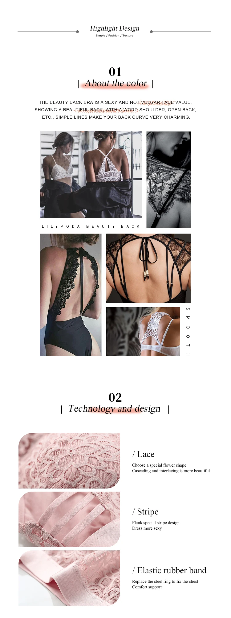 LILYMODA, новинка, женский сексуальный бюстгальтер без косточек, кружевной, ультра тонкий, треугольная чашка, бюстгальтер, комплект нижнего белья, женское красивое нижнее белье, черный цвет