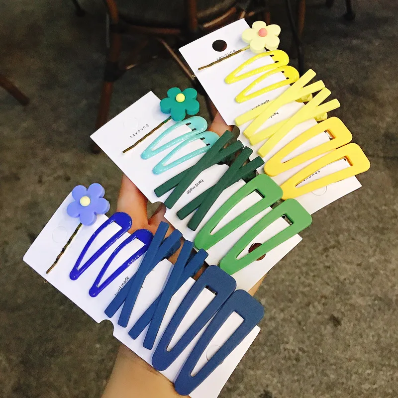 

7pcs/Set Fashion Barrettes Avocado Green Hair Clip Sets For Women Girls Soft Pottery Female Headdress Small Hairpins