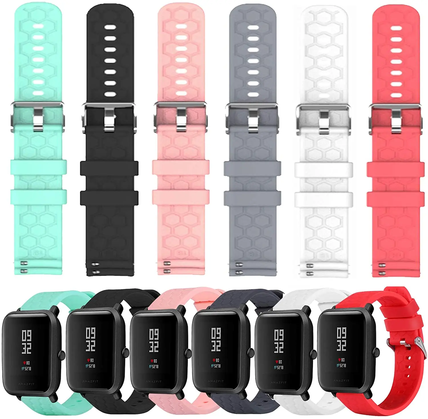 

6-Pack Soft Silicone Bands Compatible with Donerton&KALINCO Smart Watch, Quick Release Replacement Bands Sport Straps for