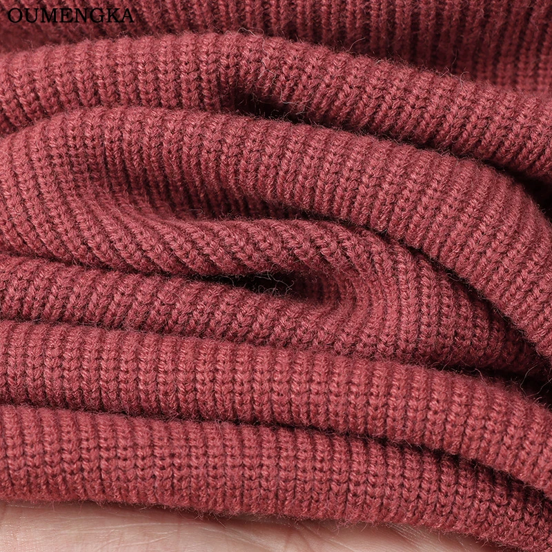 

OUMENGKA New Turtleneck Long Flare Sleeve Sweater Winter Warm Female Jumper Mujer Casual Striped Sweaters Korean Pullovers