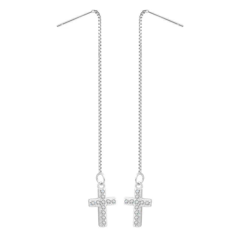 QIAMNI очаровательные хрустальные кресты с кисточками висячие серьги женские