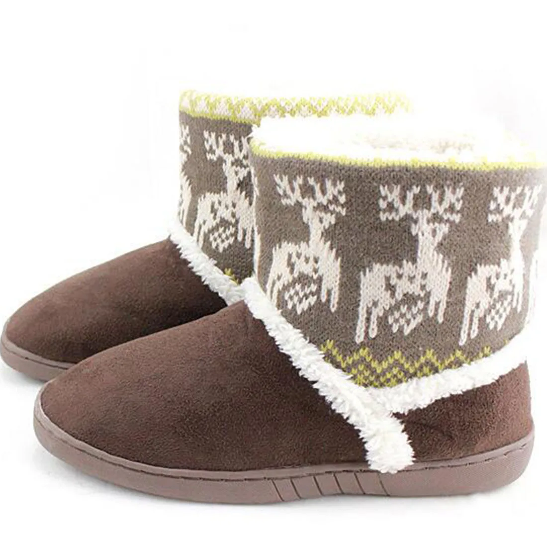 

New Deer Snow Booties Women's Shoes Female Thicken Mid-calf Winter Elk Warm Ladies Couple PlushShort Ankle Boots Fur Shoes Botas